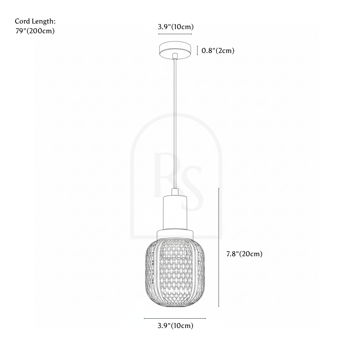 Crivon Pendant Light line drawing 1
