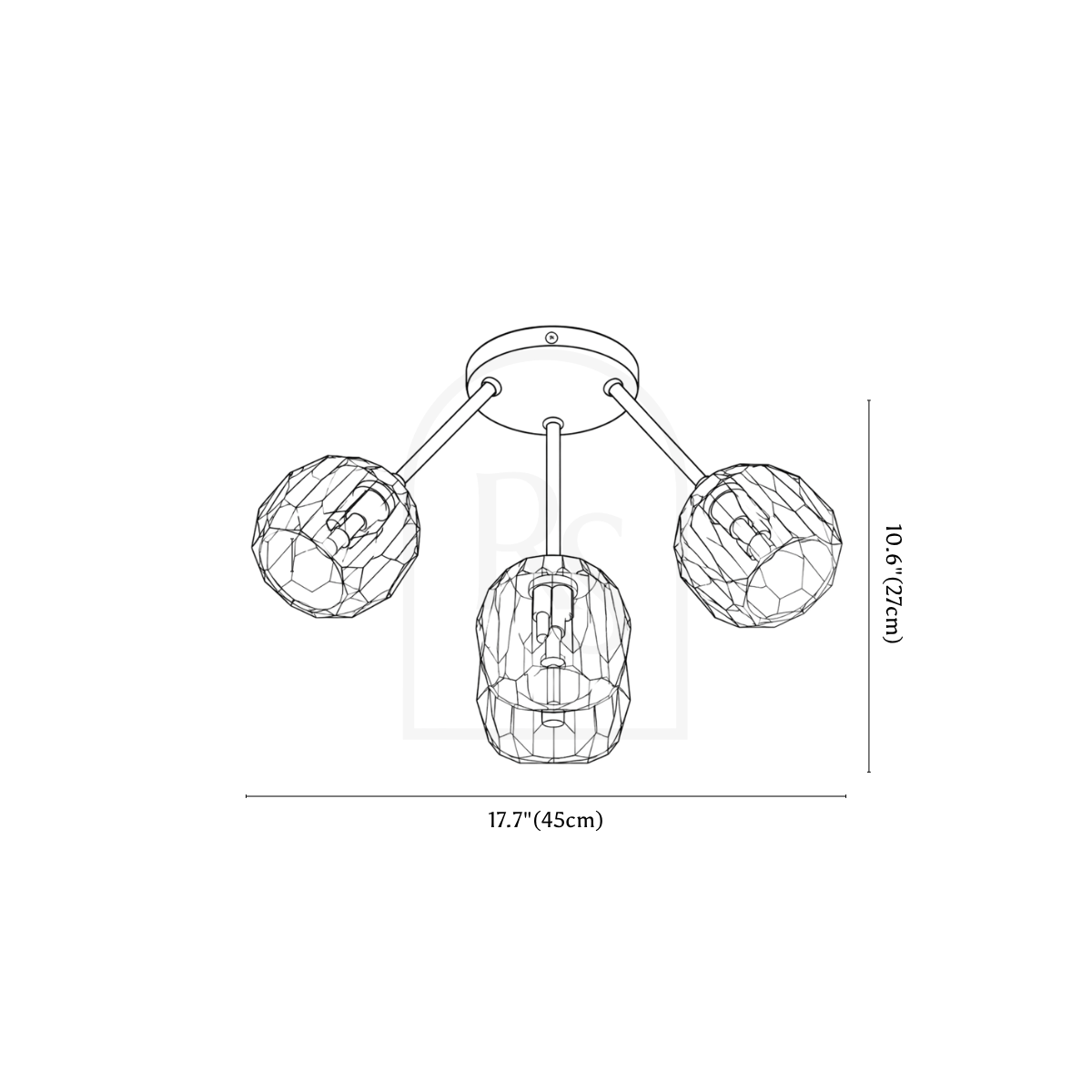 Crylo Ceiling Light line drawing 1