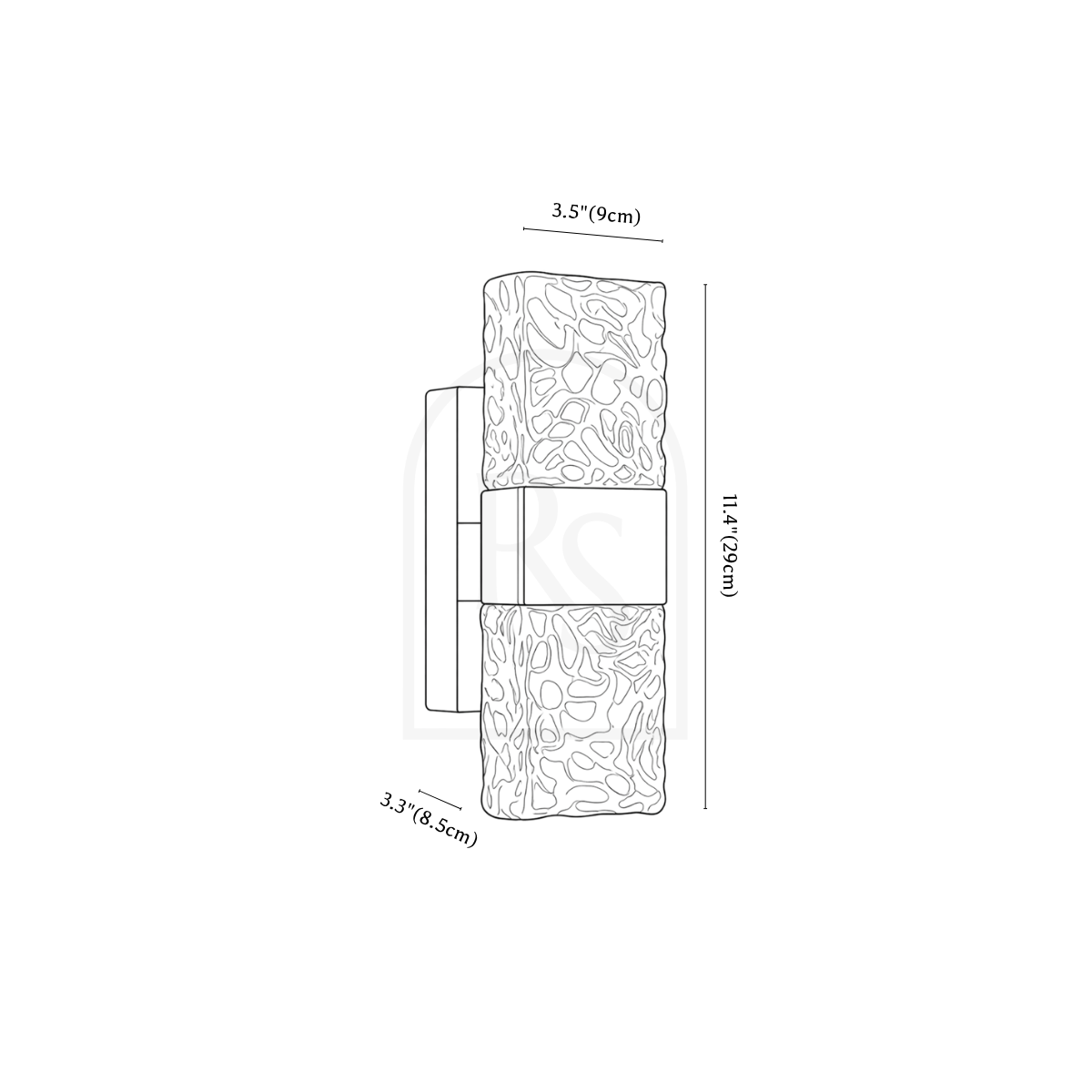 Crystallum Wall Lamp line drawing 1