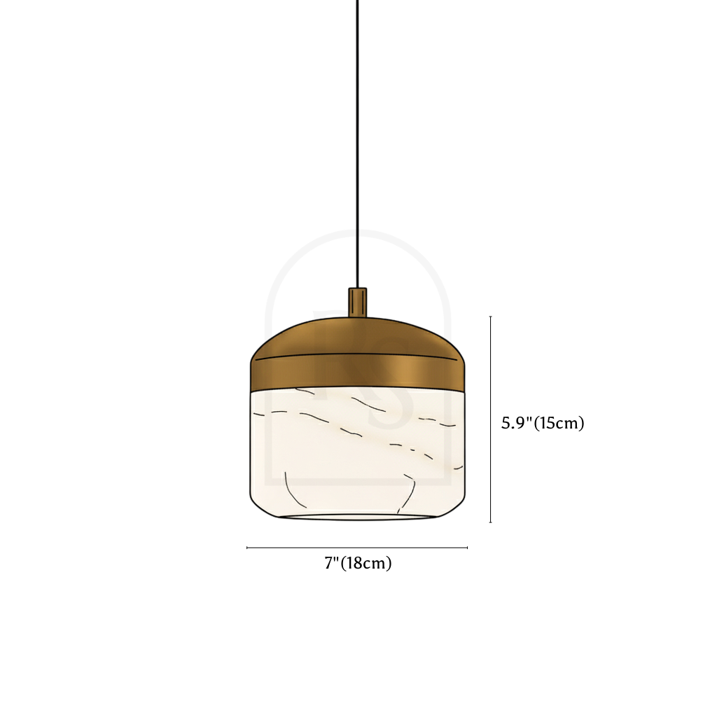 Custom Asta Alabaster Pendant Light line drawing 1