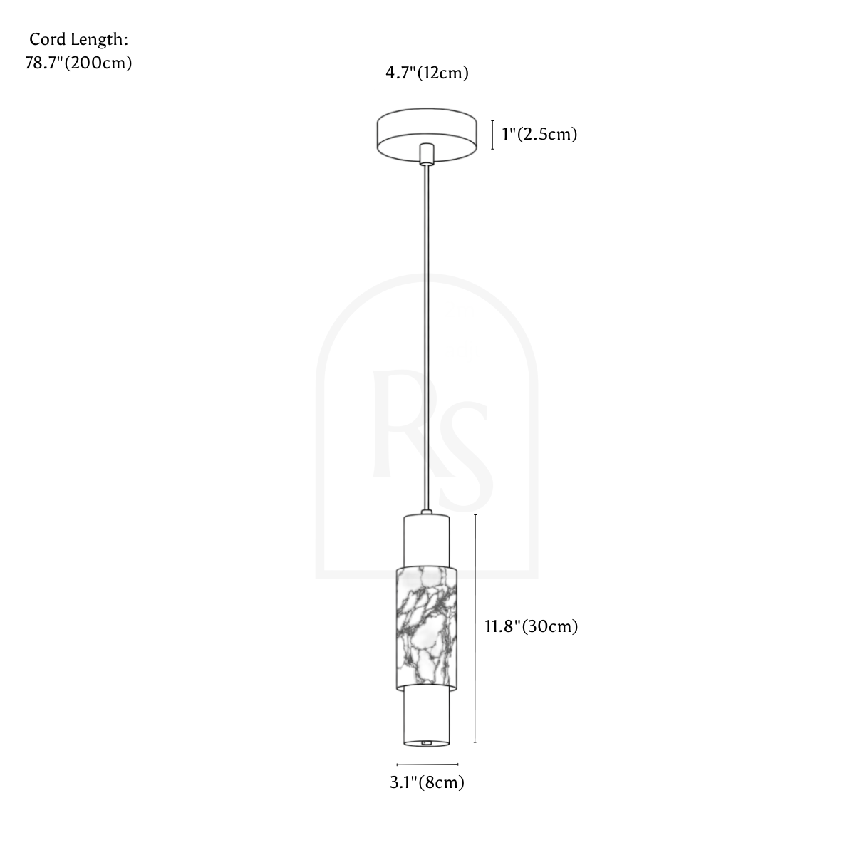 Cylor Pendant Light line drawing 1