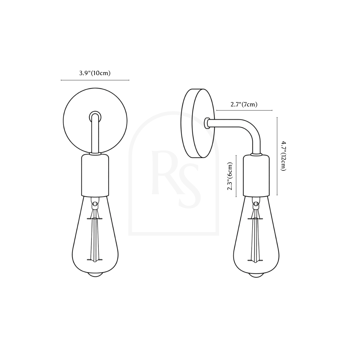 Cyrus Wall Lamp line drawing 1
