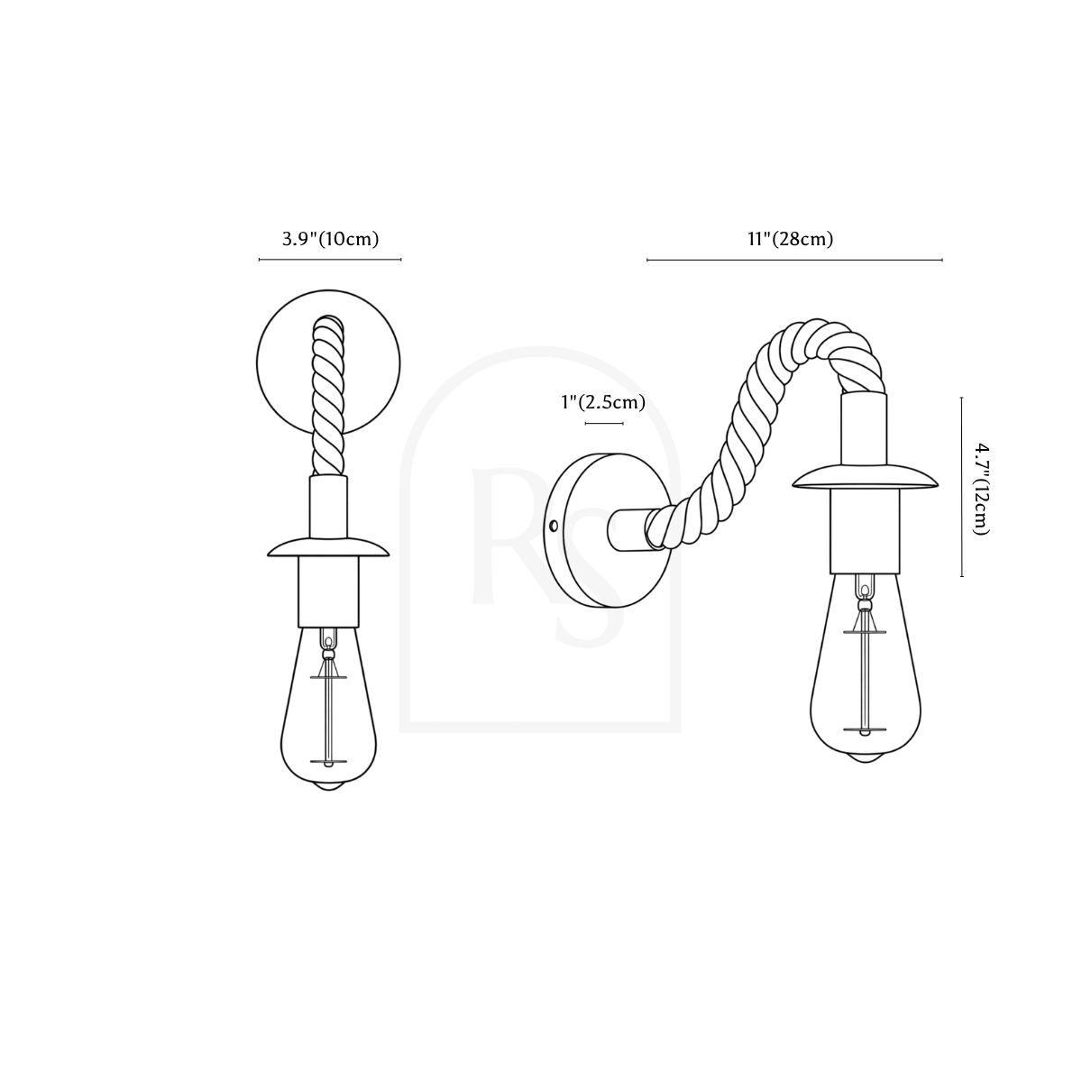 Cyrus Wall Lamp line drawing 2
