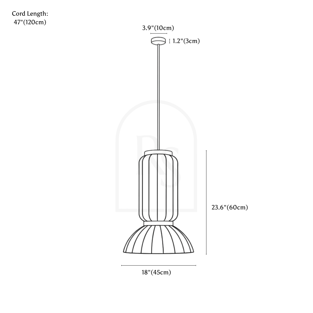 Arga Pendant Light line drawing 1