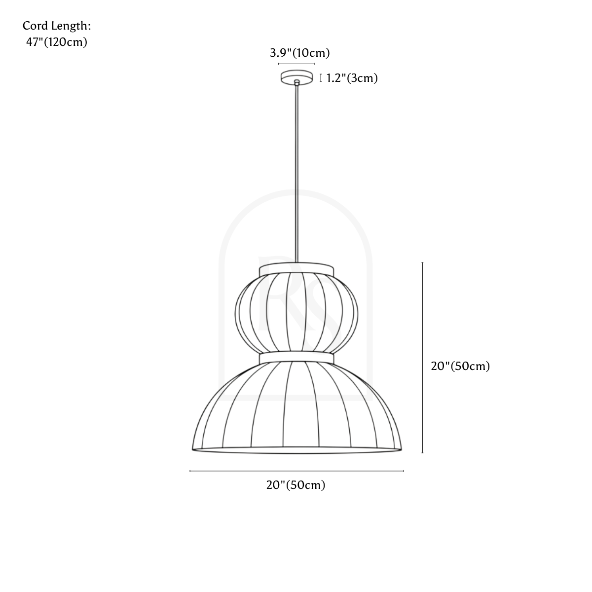 Arga Pendant Light line drawing 2