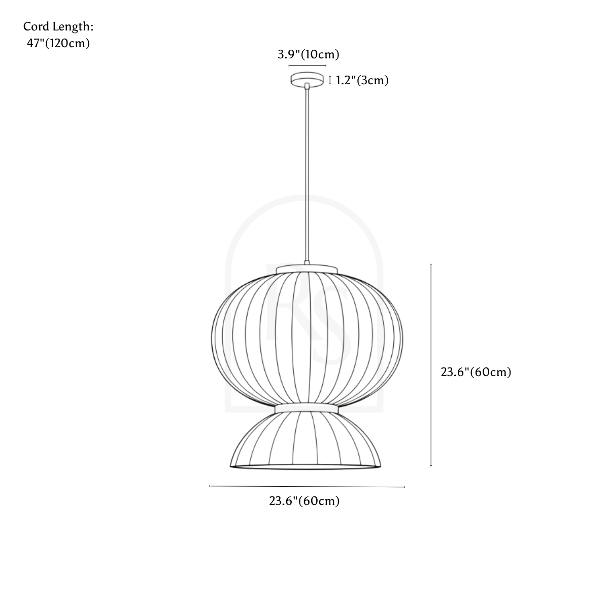 Arga Pendant Light line drawing 3