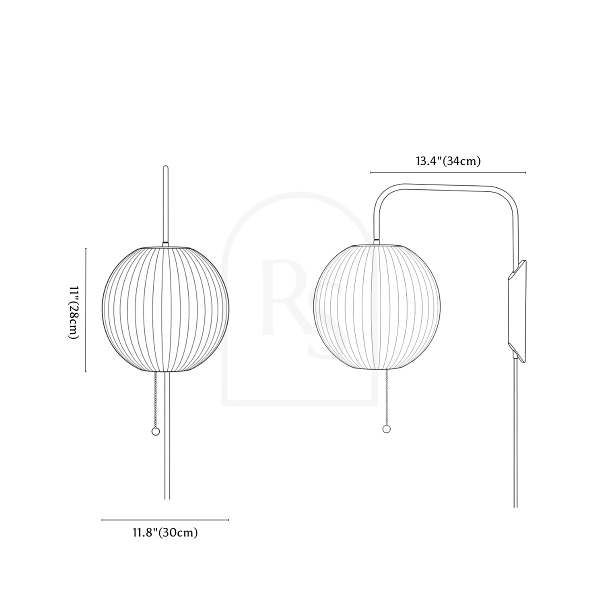 Telan Wall Lamp line drawing 4