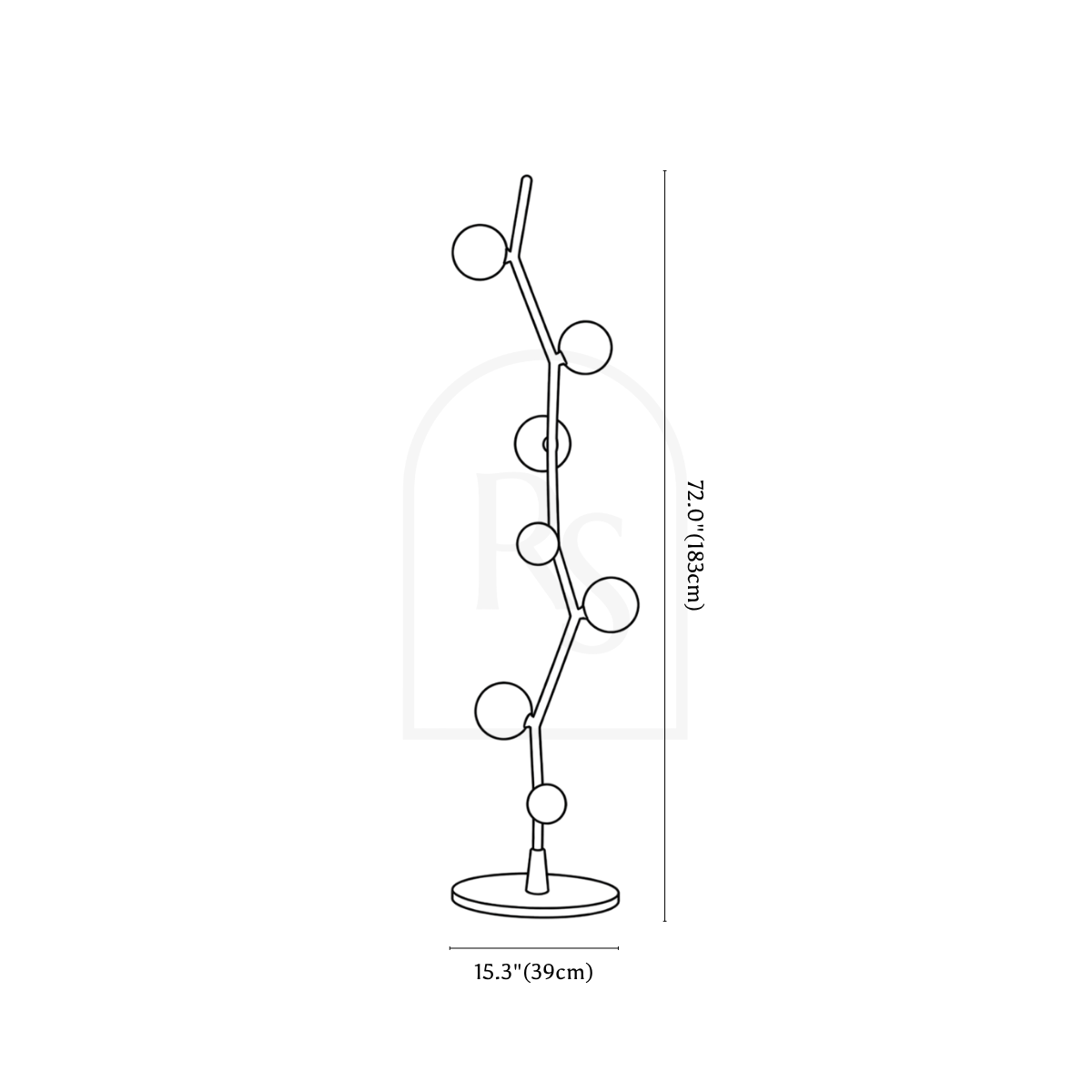 Dahlia Floor Lamp line drawing 1
