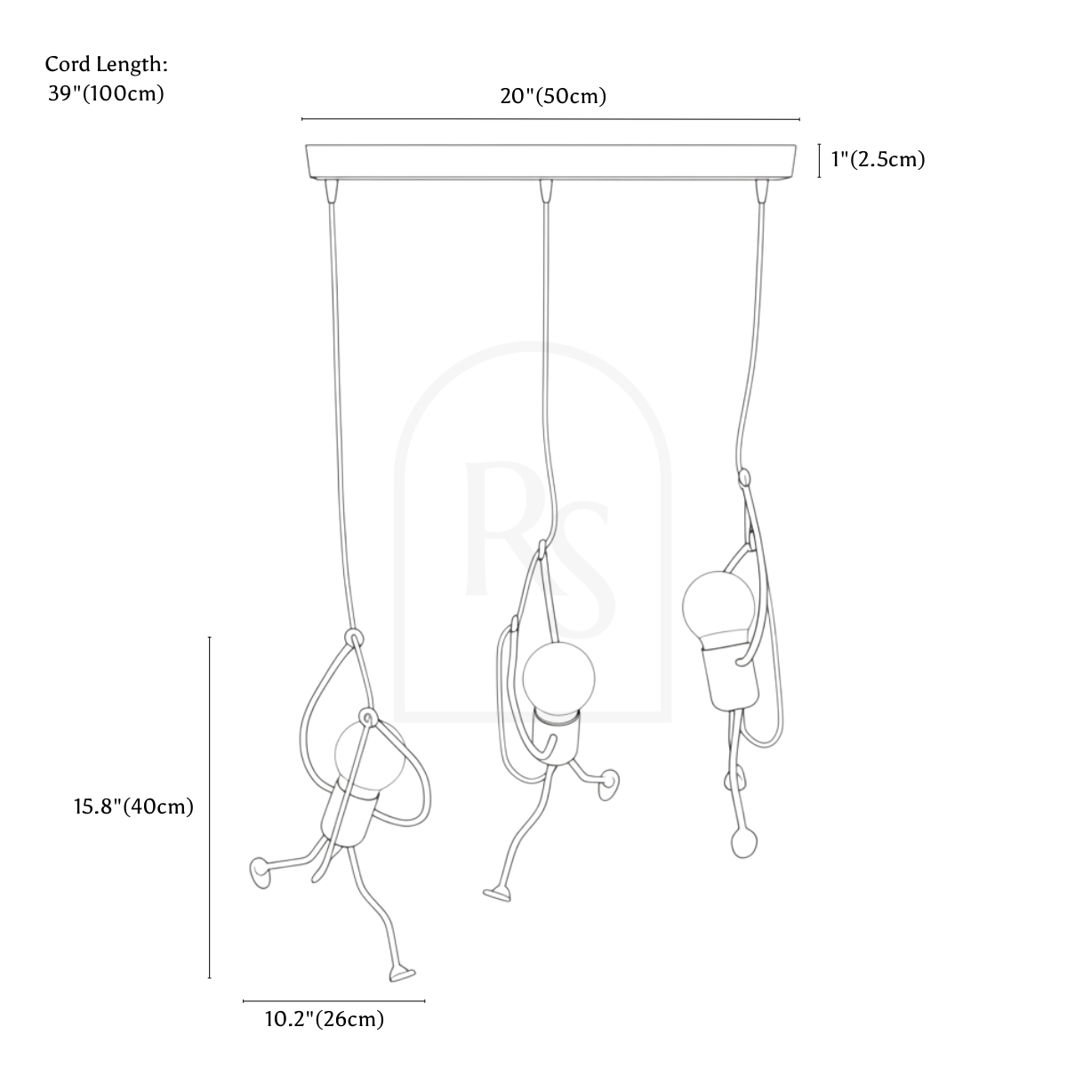Dangle Pendant Light line drawing 3