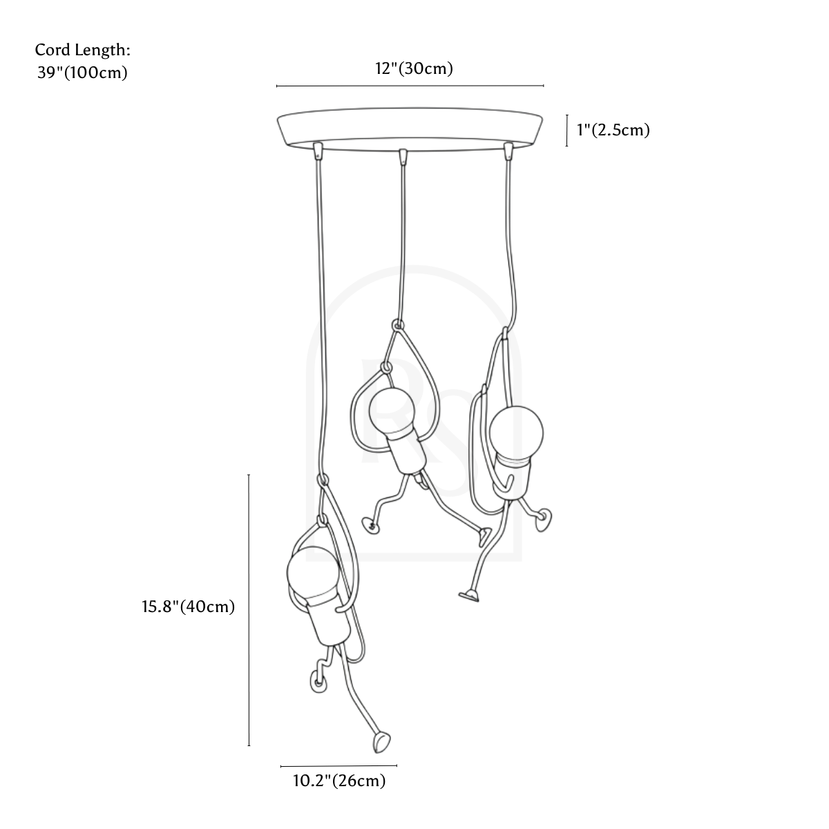Dangle Pendant Light line drawing 2