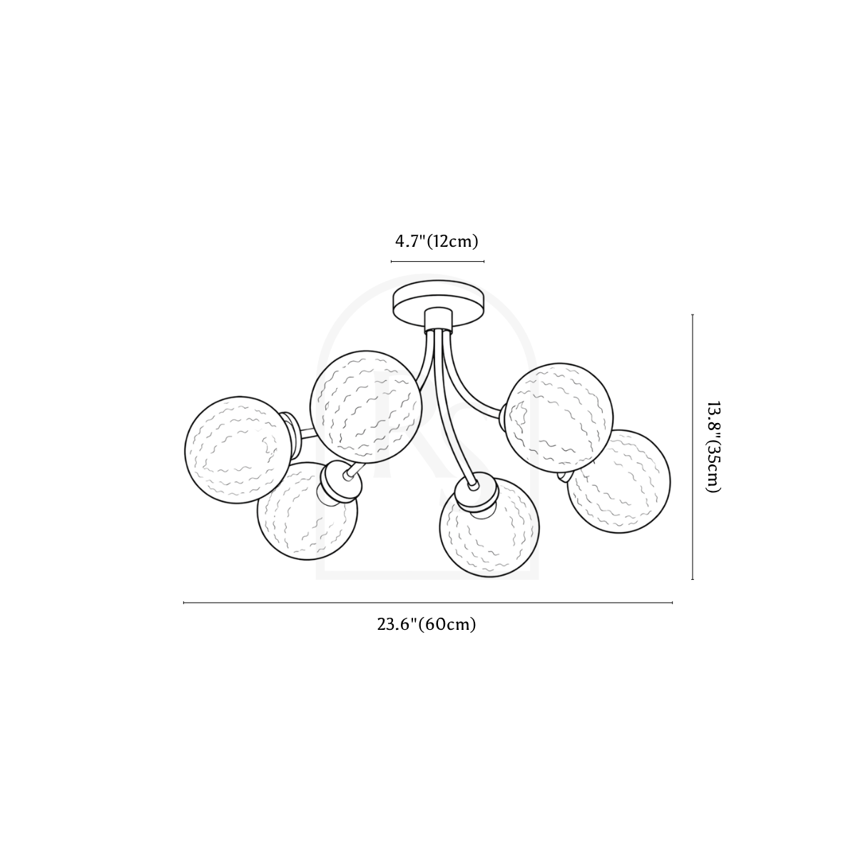 Dhia Ceiling Light line drawing 1