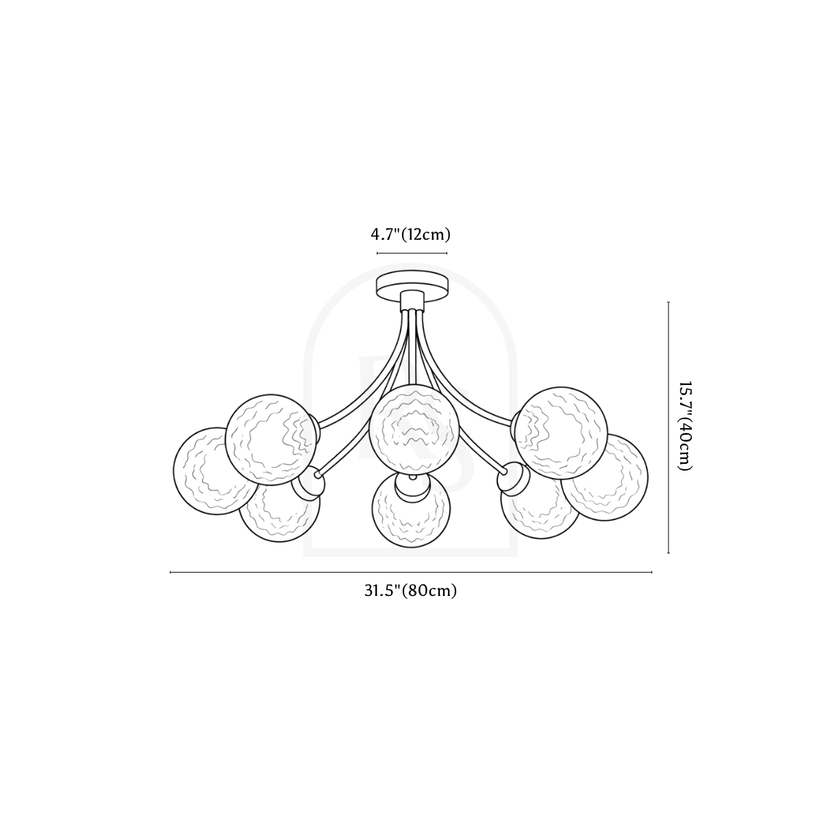 Dhia Ceiling Light line drawing 2