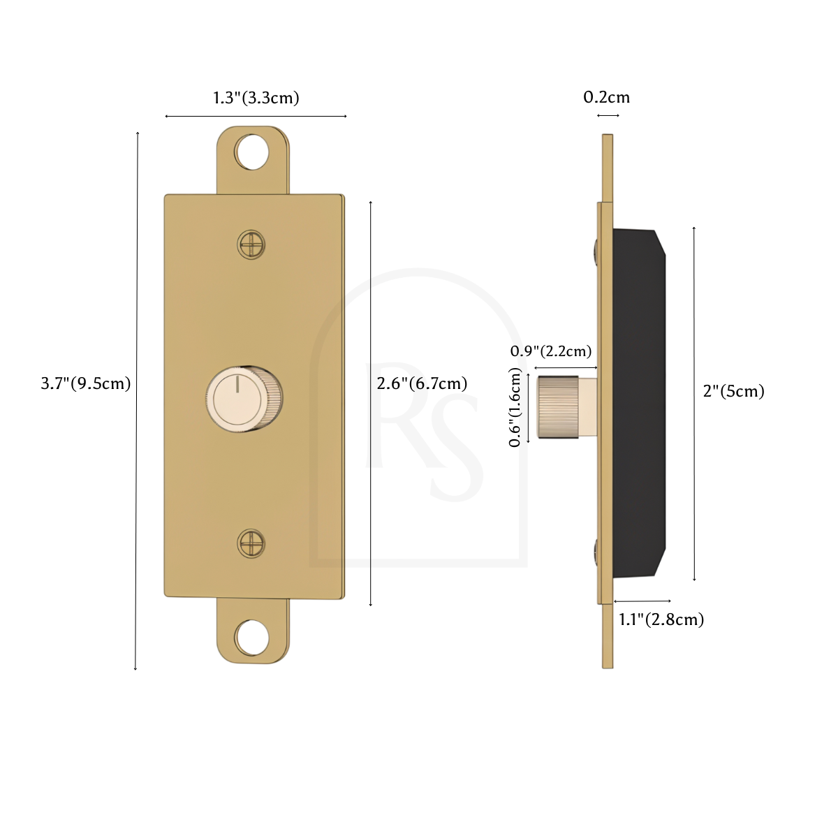 The Brass Dimmer Switch (1 to 5 Gang) line drawing 3