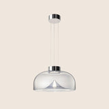 "Modern pendant light with adjustable suspension, made of glass and stone for versatile ceiling installation."
