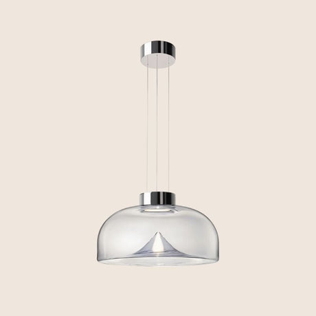 "Modern pendant light with adjustable suspension, made of glass and stone for versatile ceiling installation."