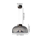 "Pendant light dimensions: 4” ceiling mount, 59” adjustable suspension, 13.7” glass shade, suitable for various ceilings."