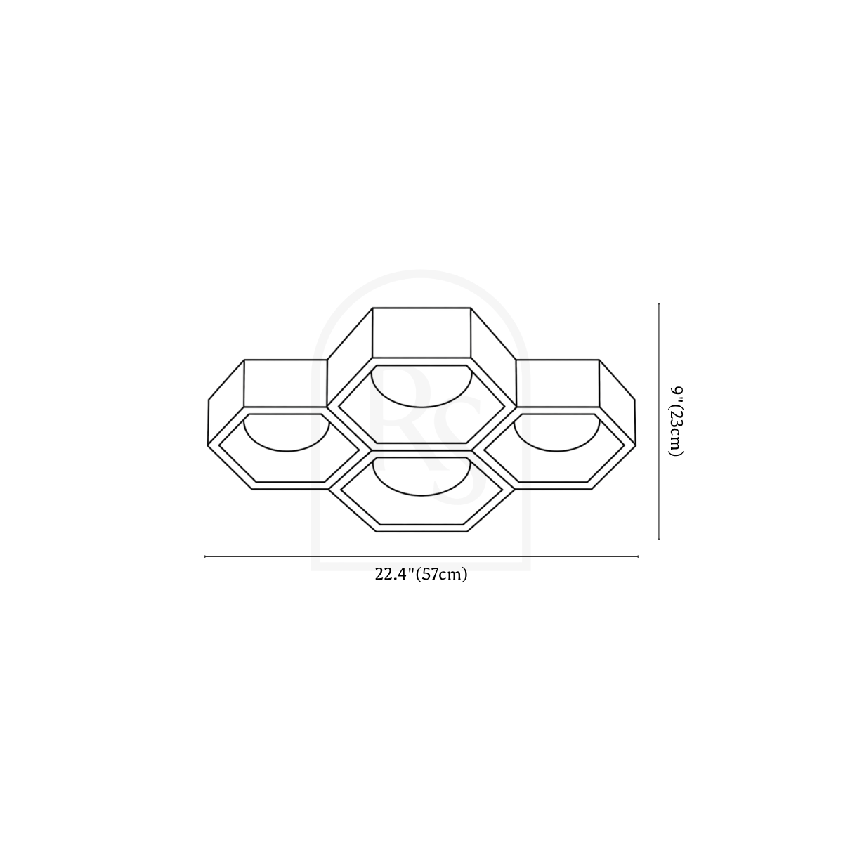 Electa Ceiling Lamp line drawing 2