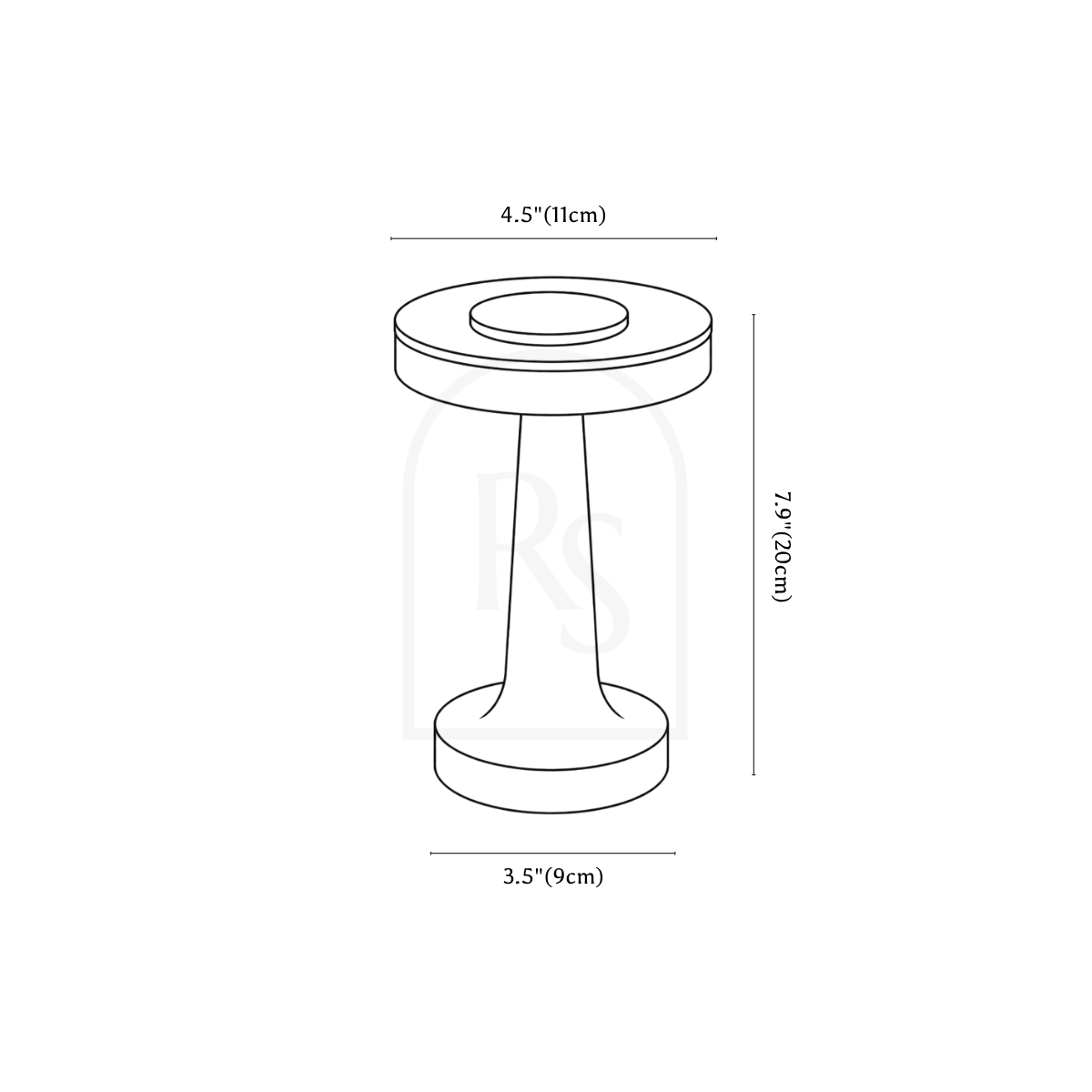 Ellen Rechargeable Table Lamp line drawing 1