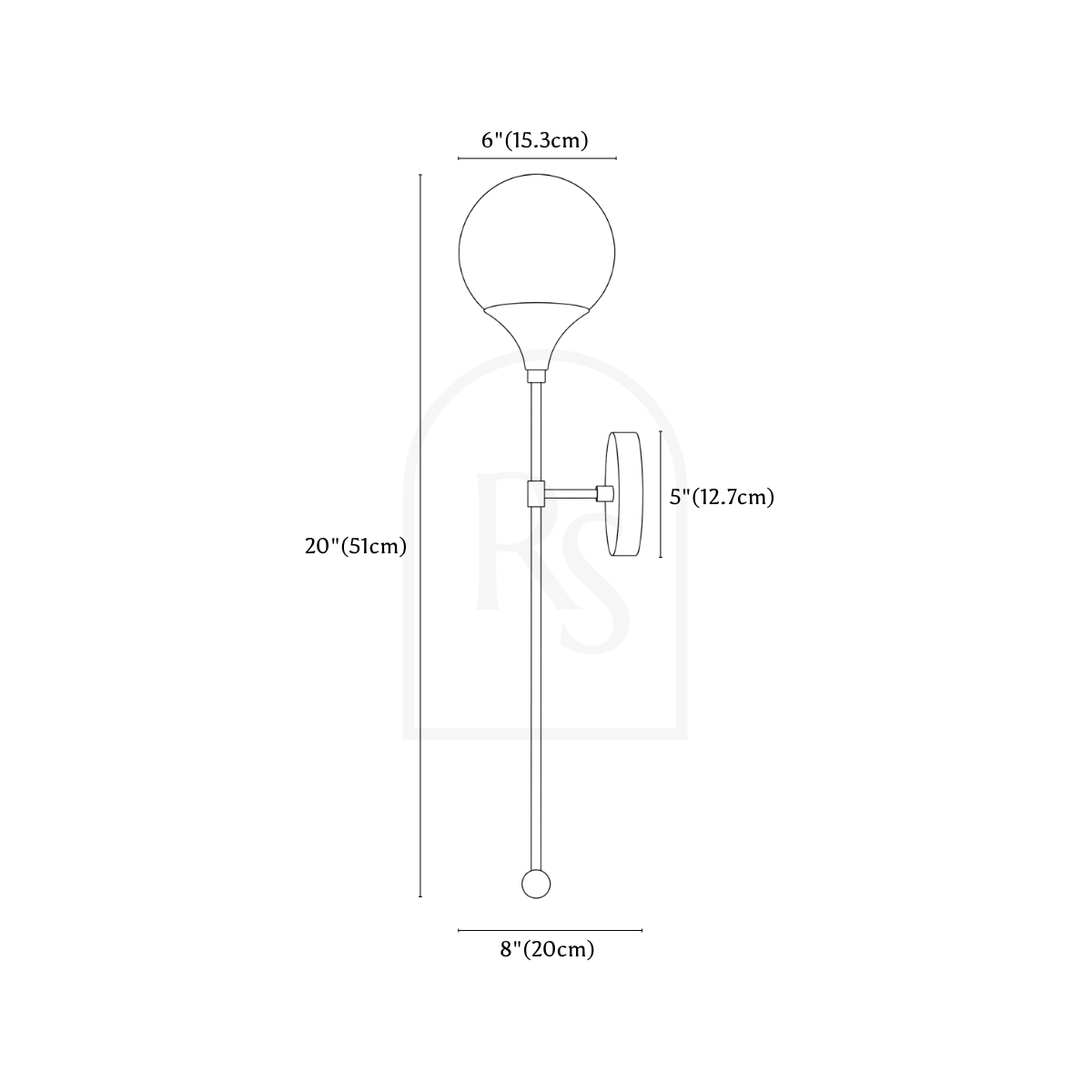 Ellery Wall Lamp line drawing 1