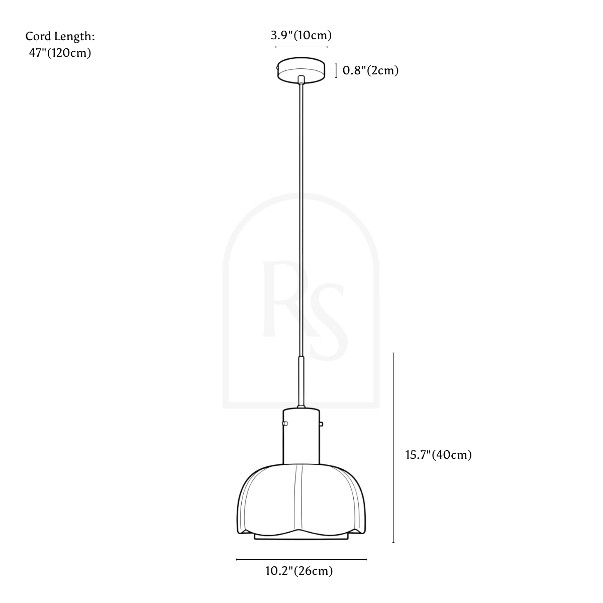Eloise Pendant Light line drawing 1