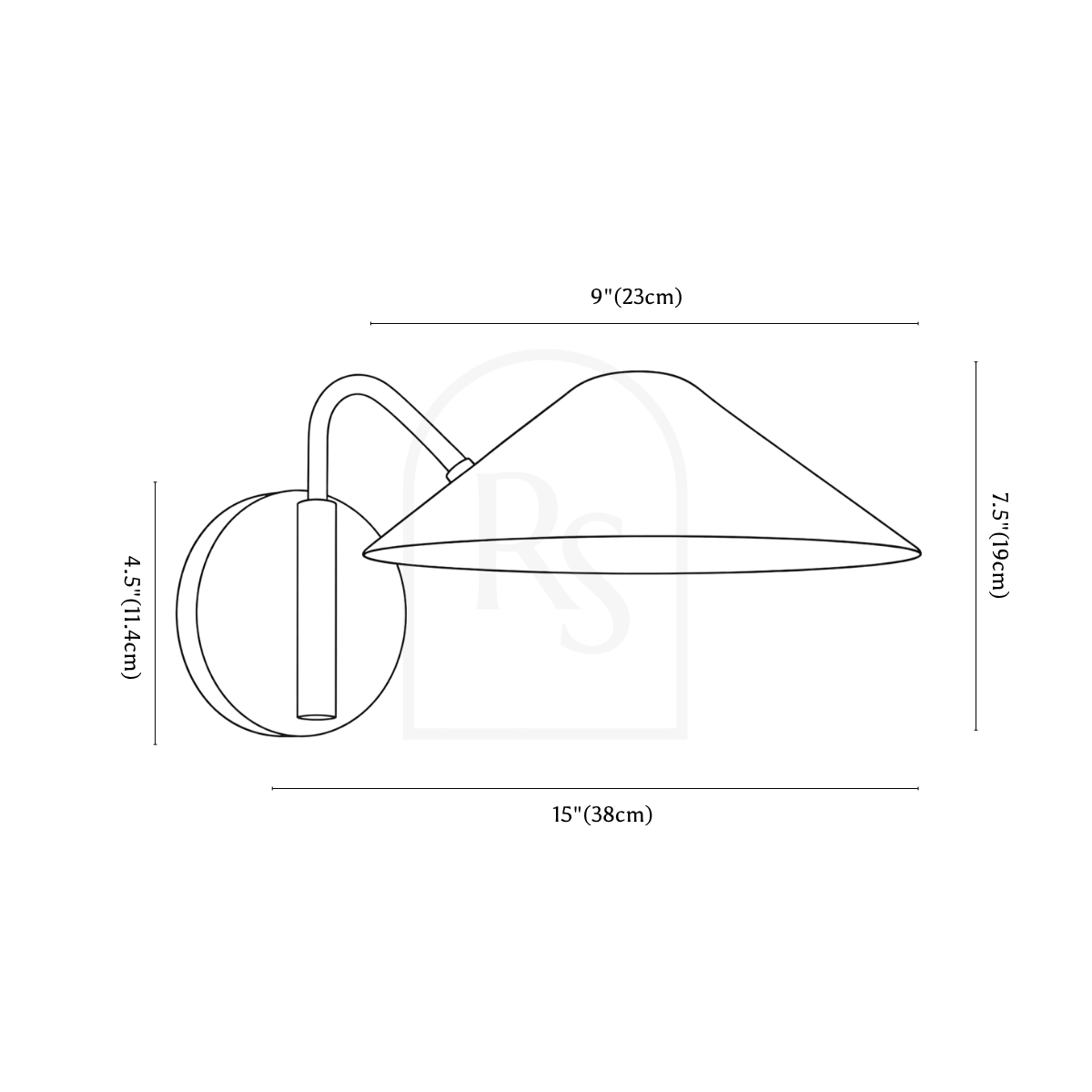 Elvane Wall Lamp line drawing 1