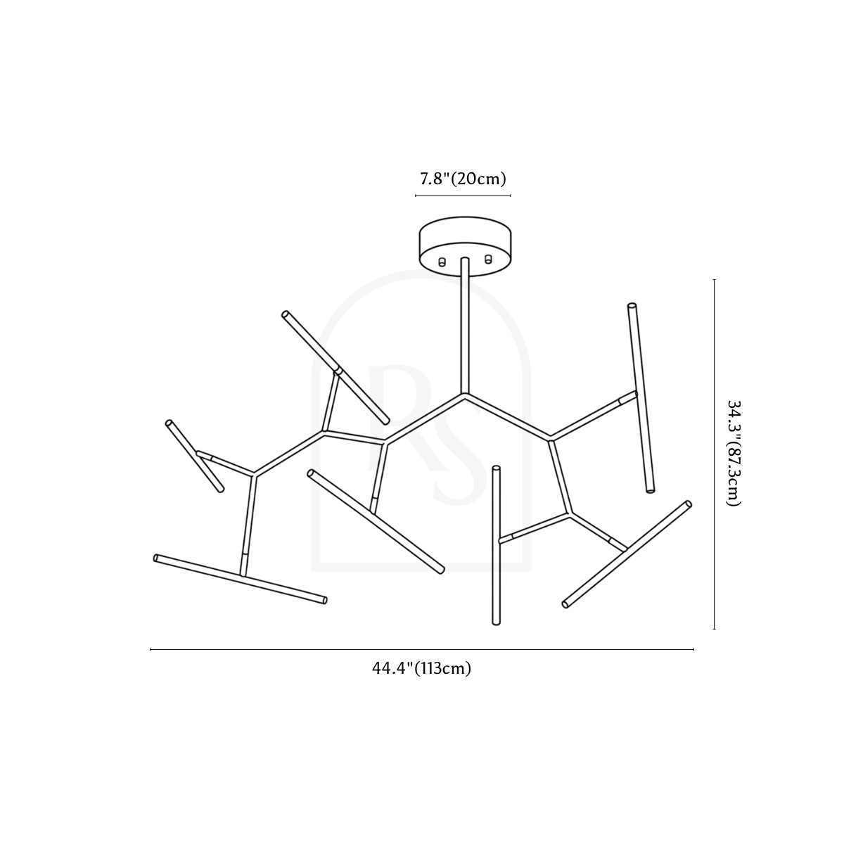Elyon Ceiling Light line drawing 2