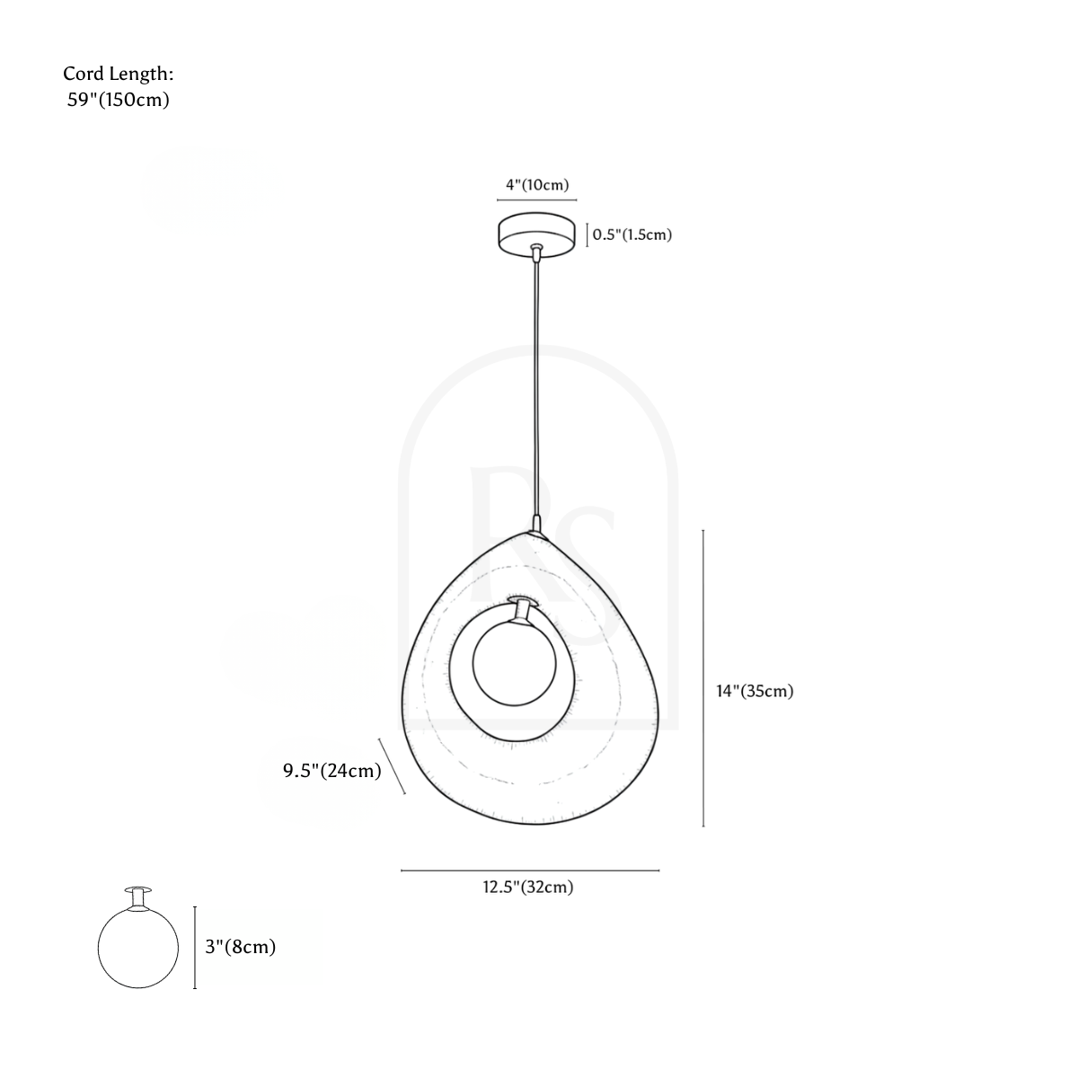 Enso Pendant Light line drawing 1