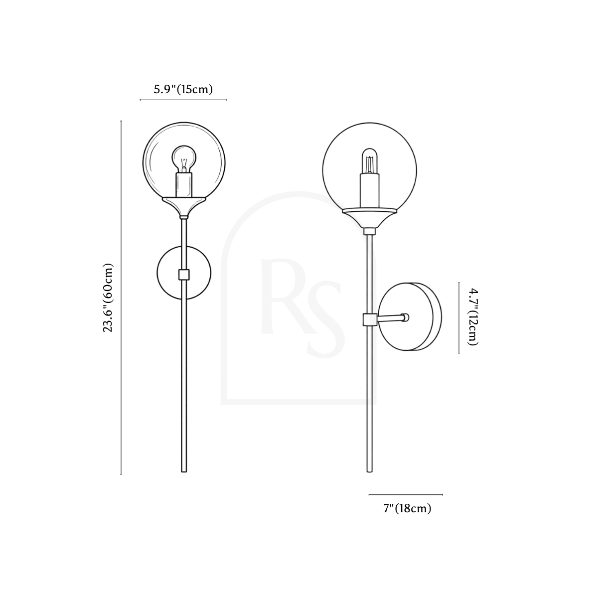Envisage Wall Sconce Lamp line drawing 1