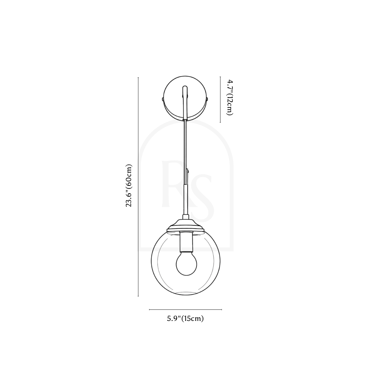 Envisage Wall Sconce Lamp line drawing 2