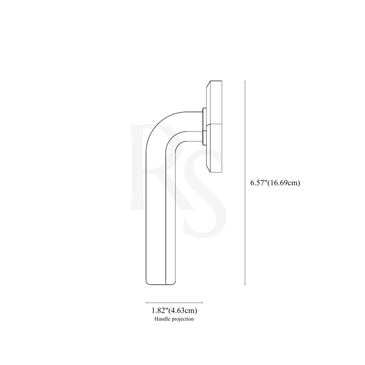 Enzo Door Handle line drawing with dimensions