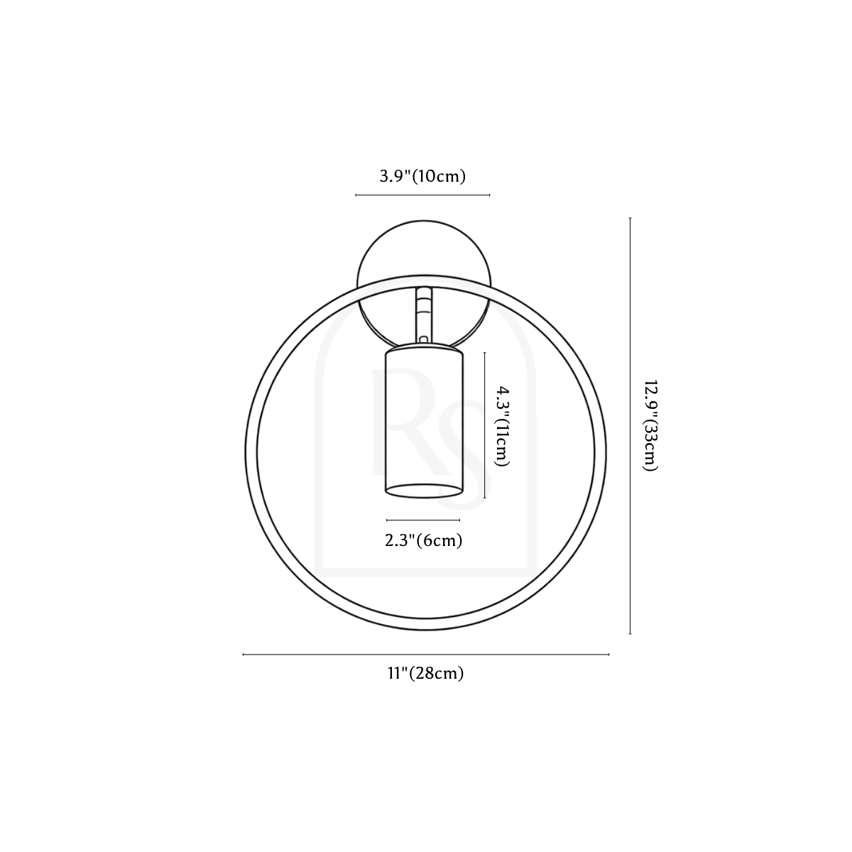 Eryx Wall Lamp line drawing 1