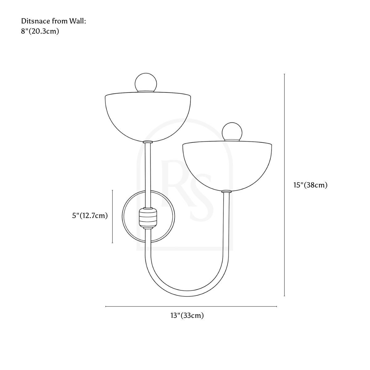 Esker Wall Lamp line drawing 1