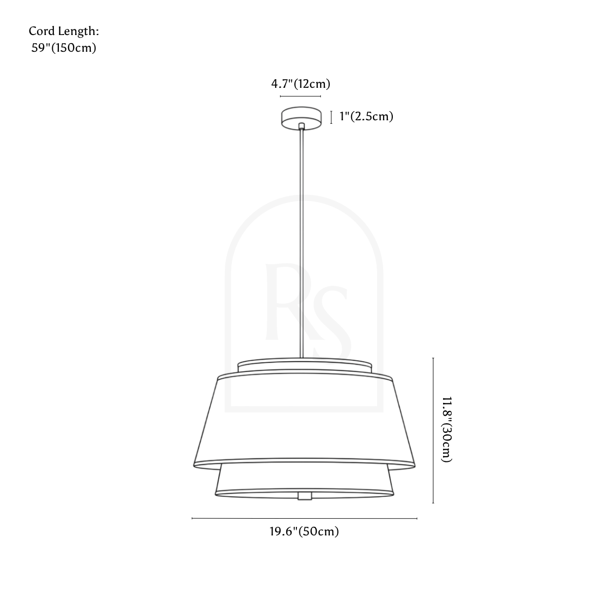 Fablis Pendant Light line drawing 1