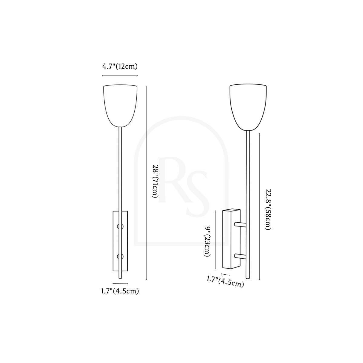 Flanso Travertine Wall Lamp line drawing 1