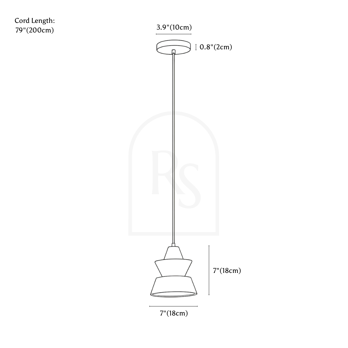 Flexus Alabaster Pendant Light line drawing 2