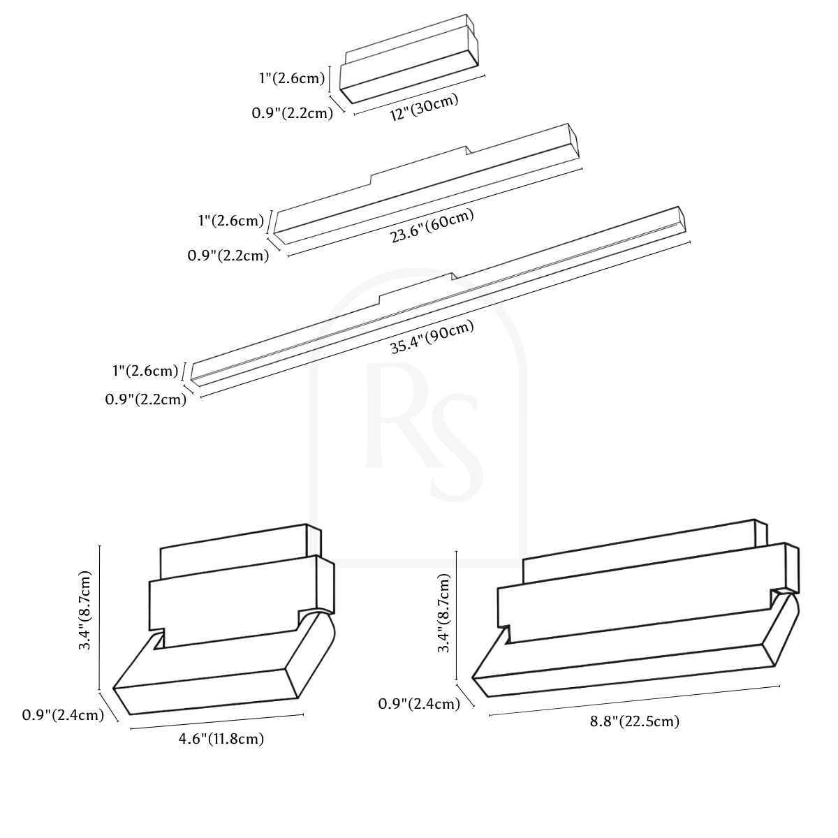 Custom Fathiya Track Light System (Build Your Own) line drawing 1