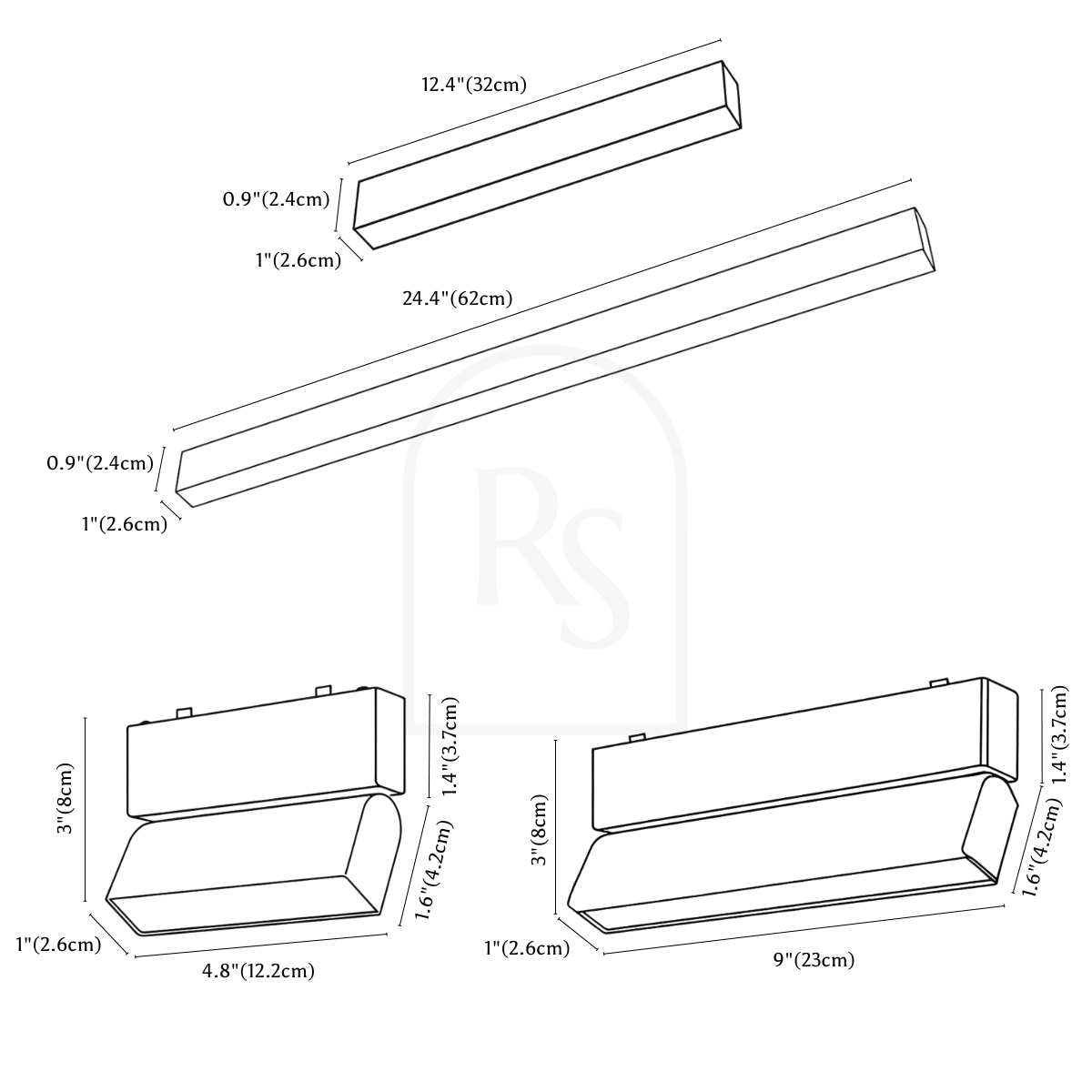 Custom Janae Track Light System (Build Your Own) line drawing 1