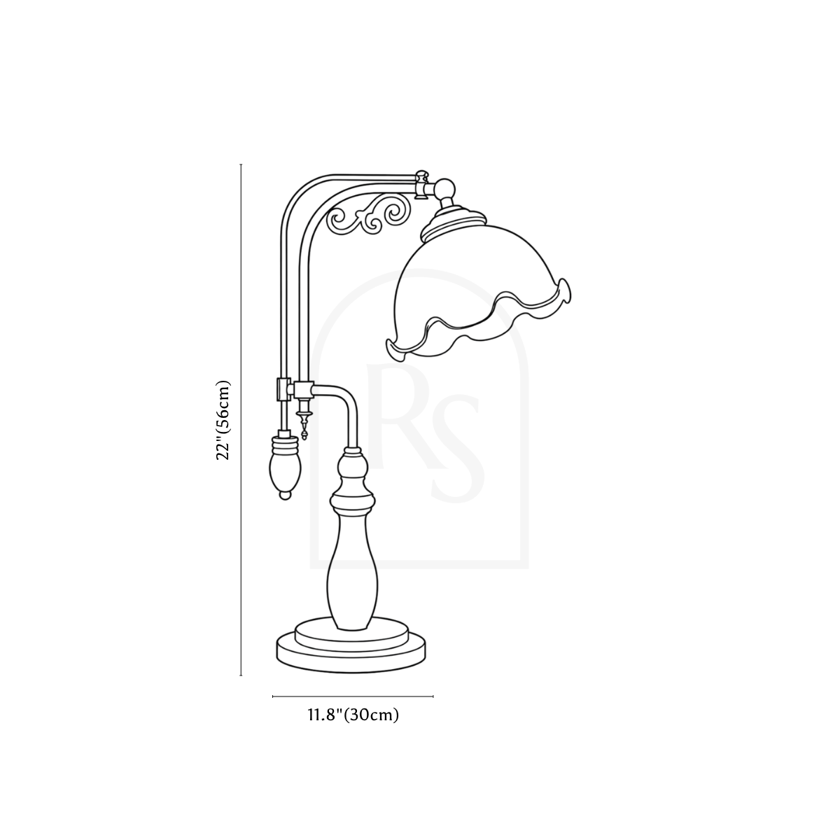Florie Table Lamp line drawing 1