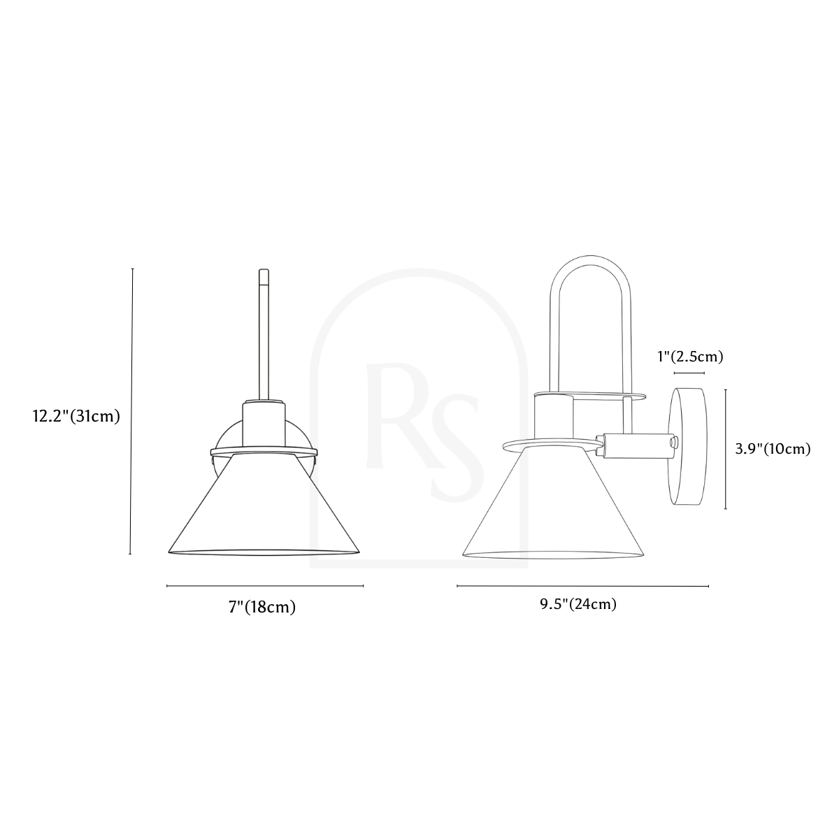 Flovia Wireless Wall Lamp line drawing 1