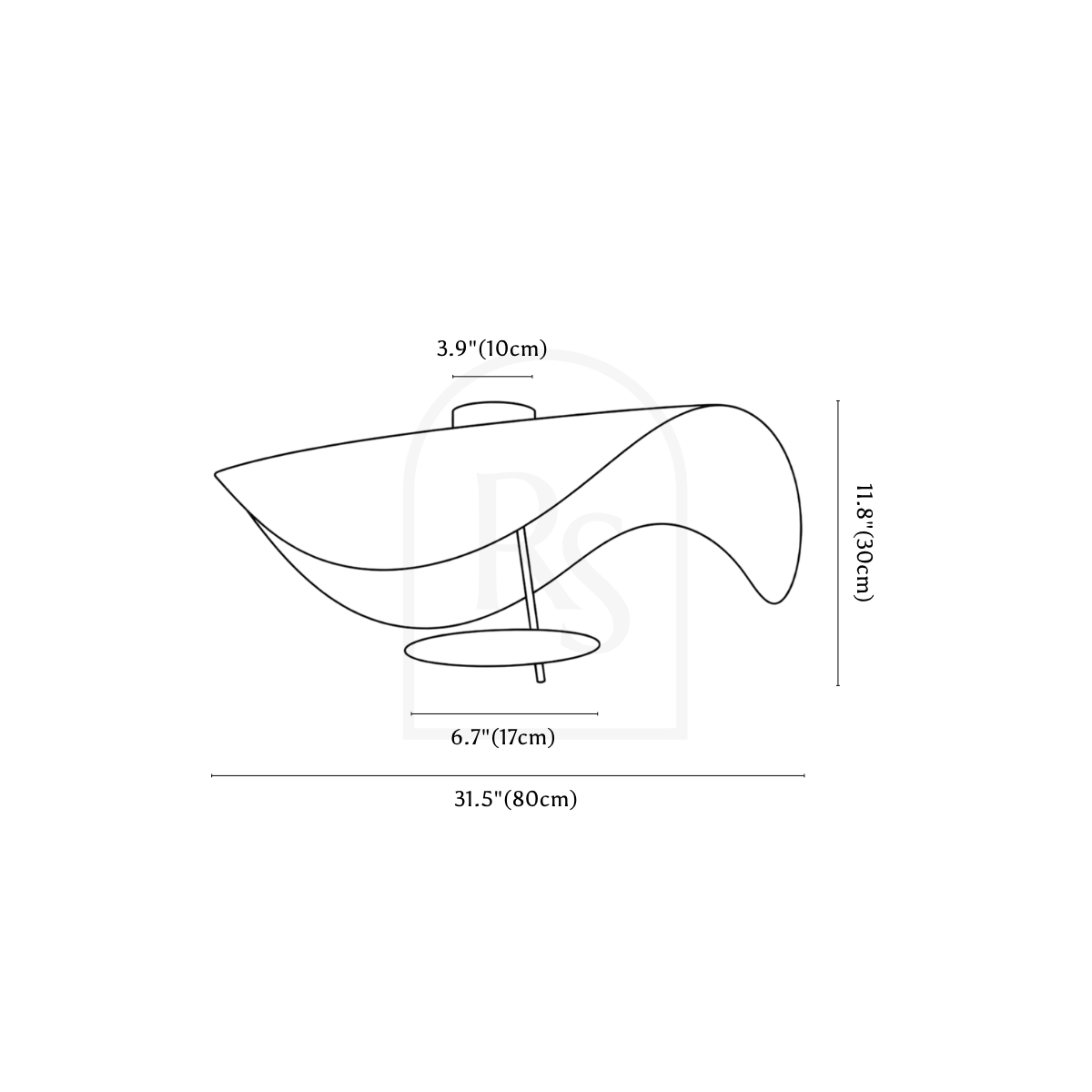Foglia Ceiling Lamp line drawing 3