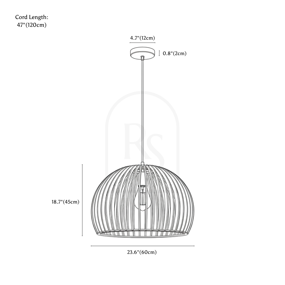 Fulvo Pendant Light line drawing 1