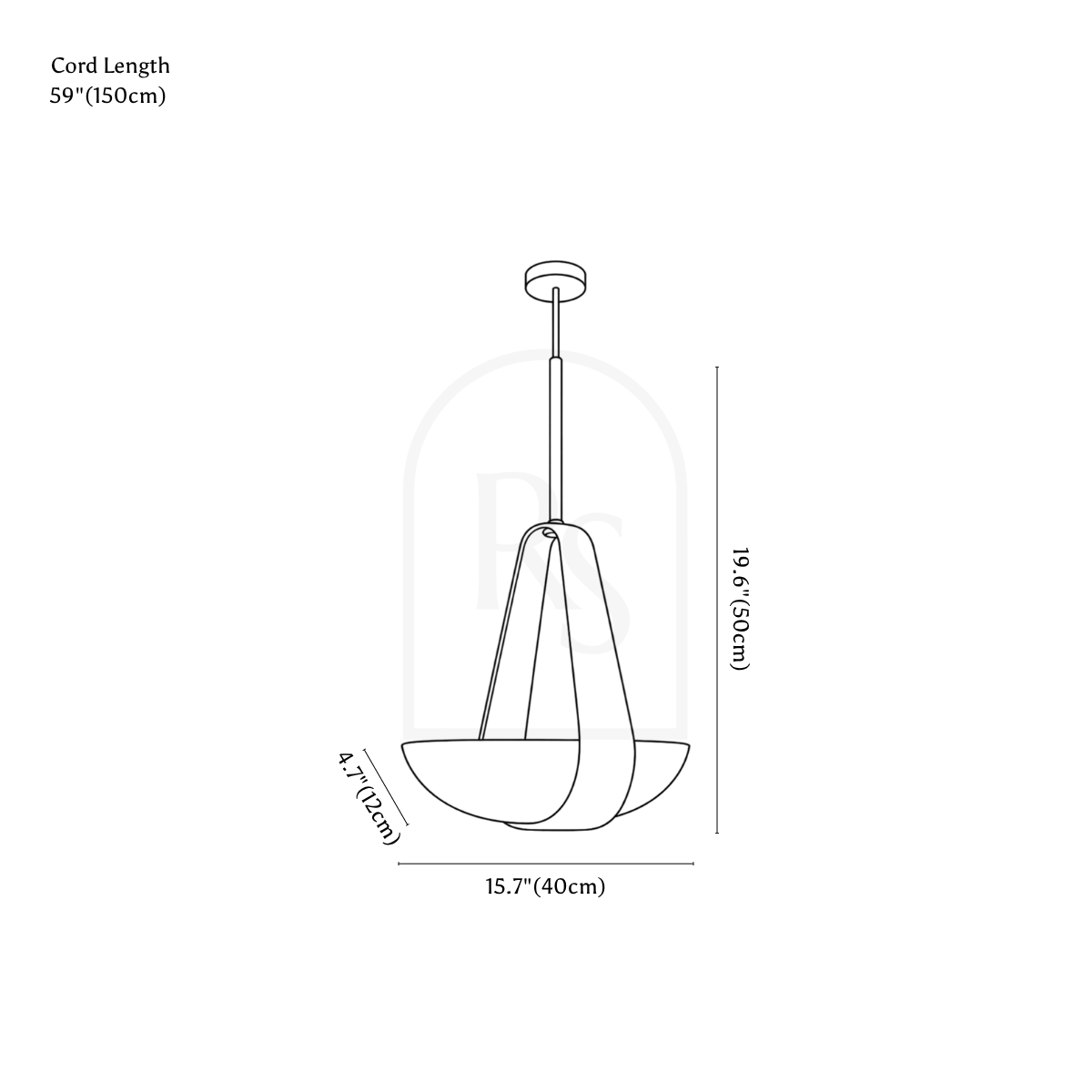 Fune Pendant Light line drawing 1