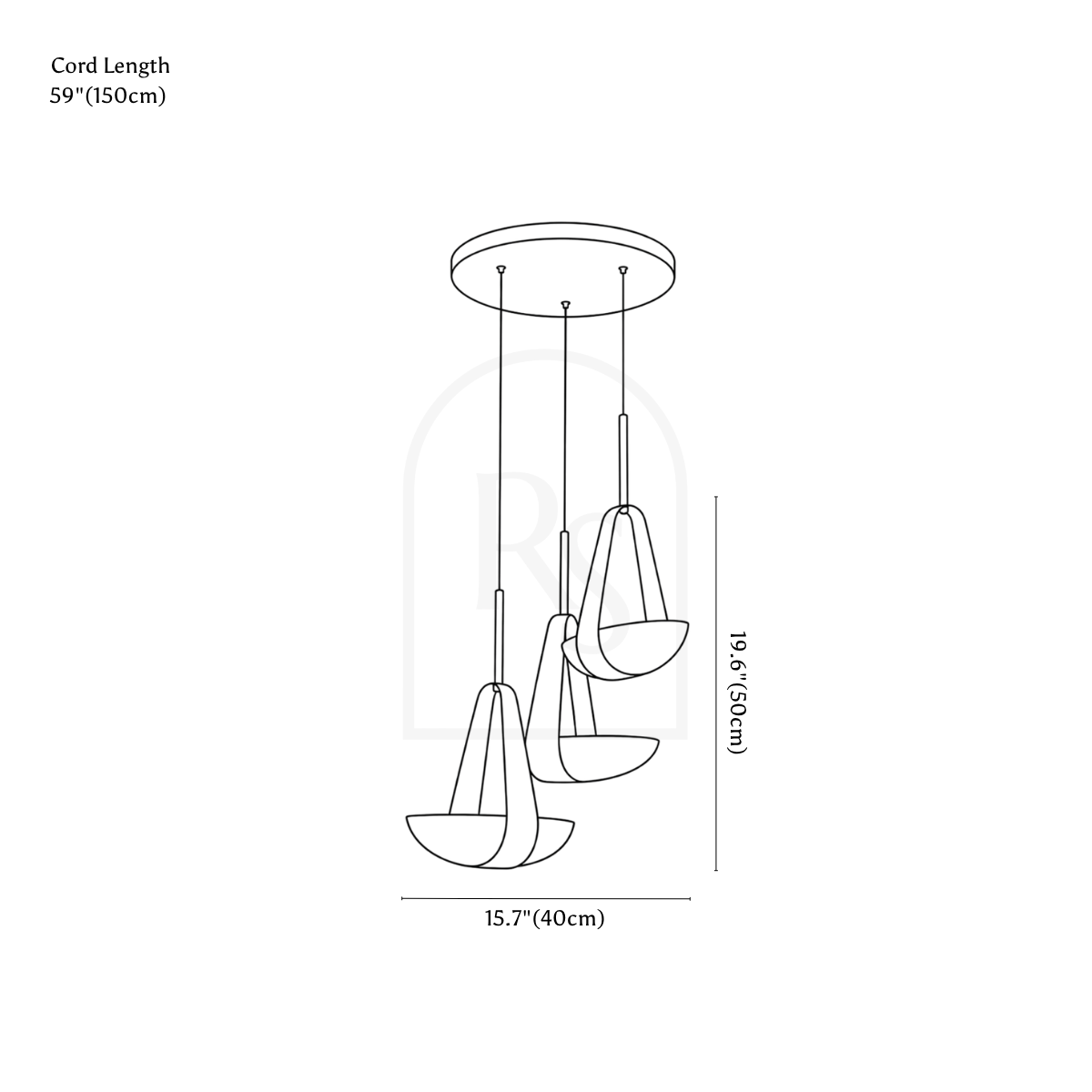 Fune Pendant Light line drawing 2