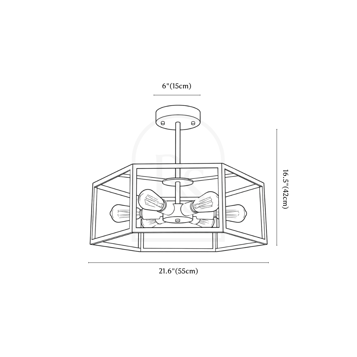 Fyrra Ceiling Lamp line drawing 1