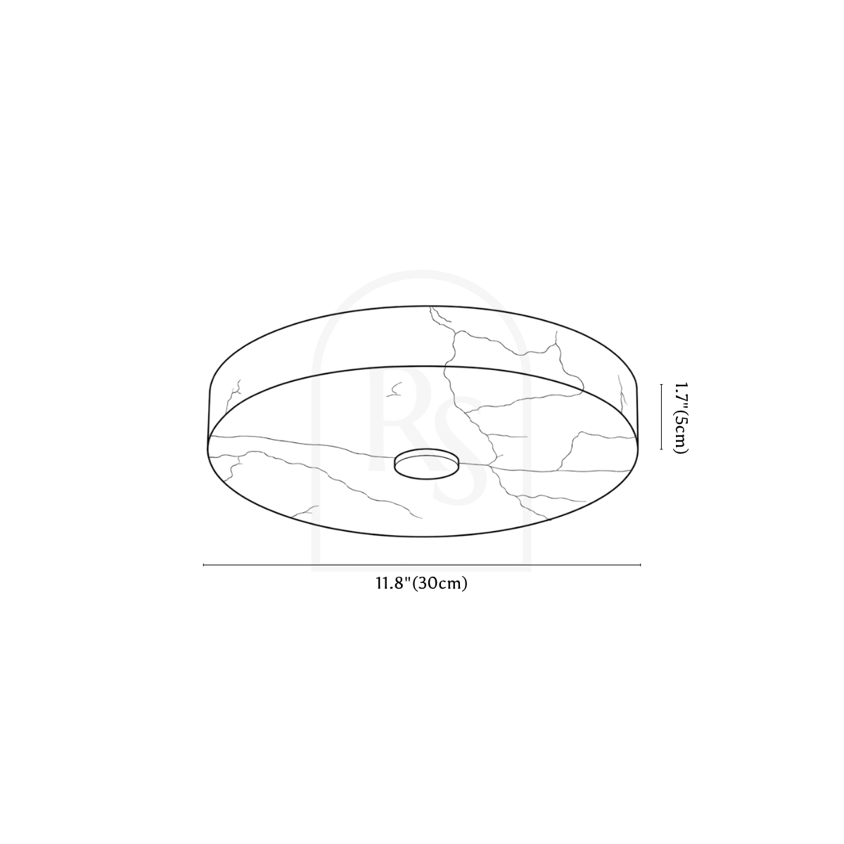 Gaba Alabaster Ceiling Light line drawing 1