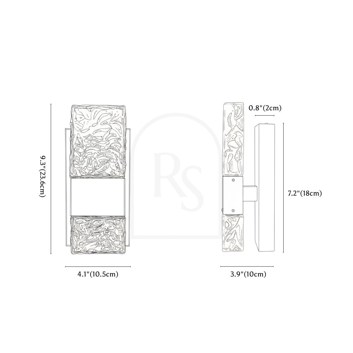 Gafali Wireless Wall Lamp line drawing 1