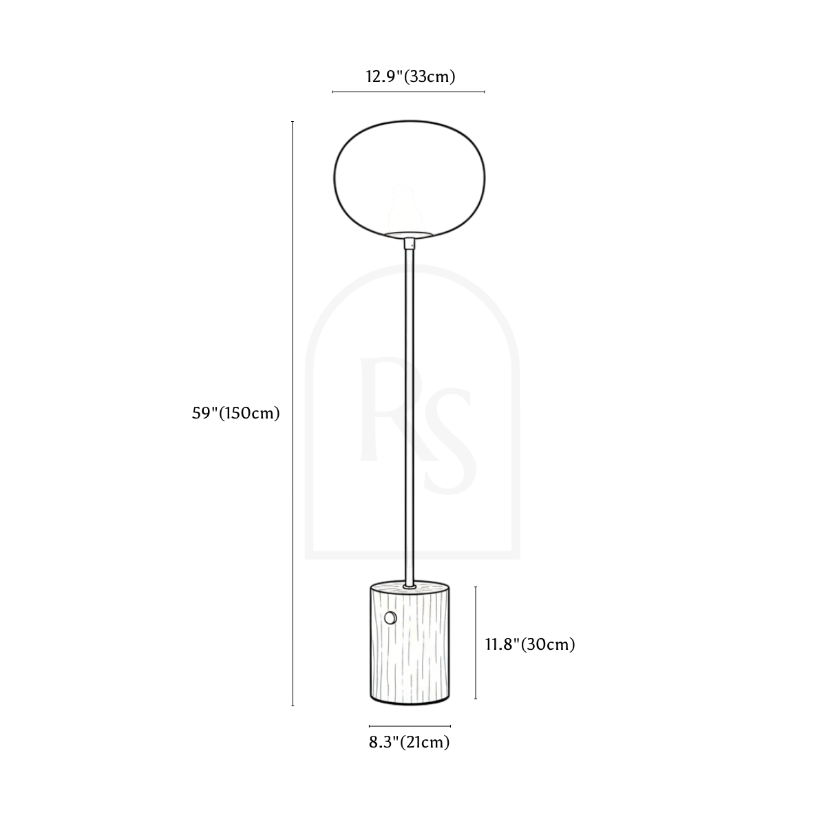 Galix Floor Lamp line drawing 1