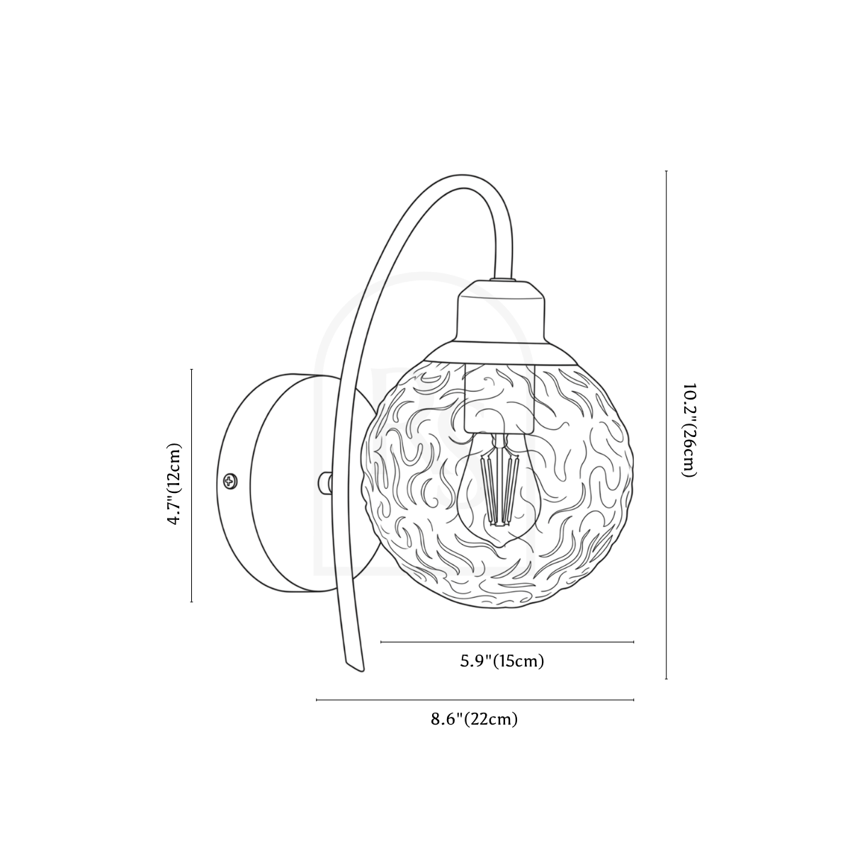 Galvano Wall Lamp line drawing 1