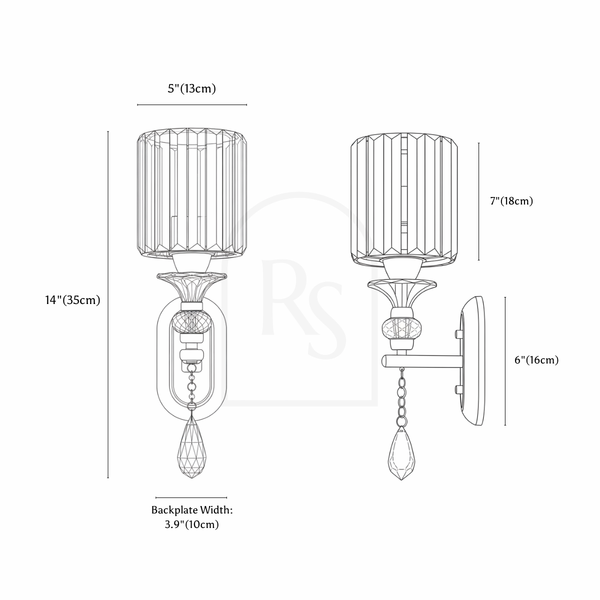 Glanz Wall Lamp line drawing 1