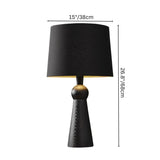 "Wooden base with fabric shade, line drawing dimension, stylish and modern table lamp, ideal for desks or tables, crafted from high-quality wood and fabric."